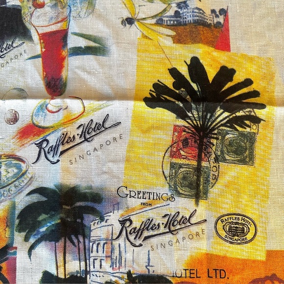 NWOT Linen tea towel Raffles Hotel Singapore David Cecil Holmes - Picture 2 of 12
